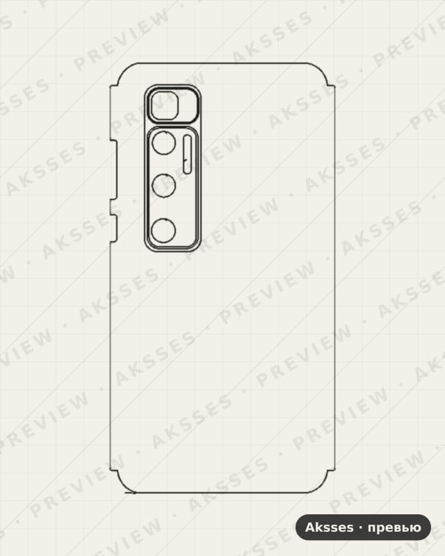 Лекало для Xiaomi Mi 10 Supreme Edition, Half Cover